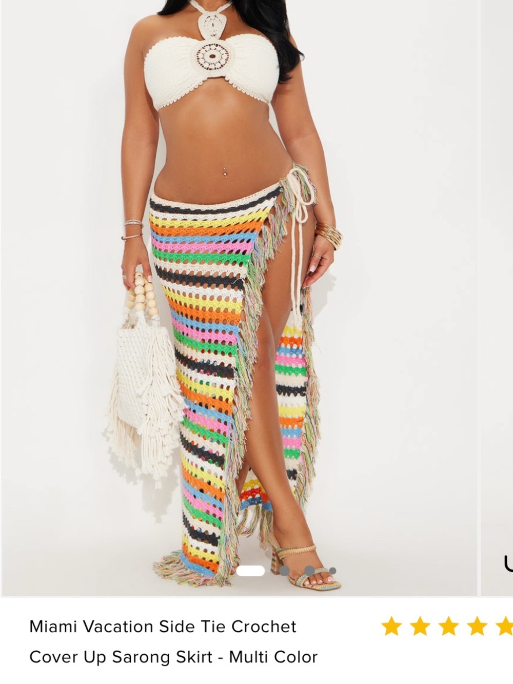 Multi-Color Crochet Side-Tie Sarong Cover-Up